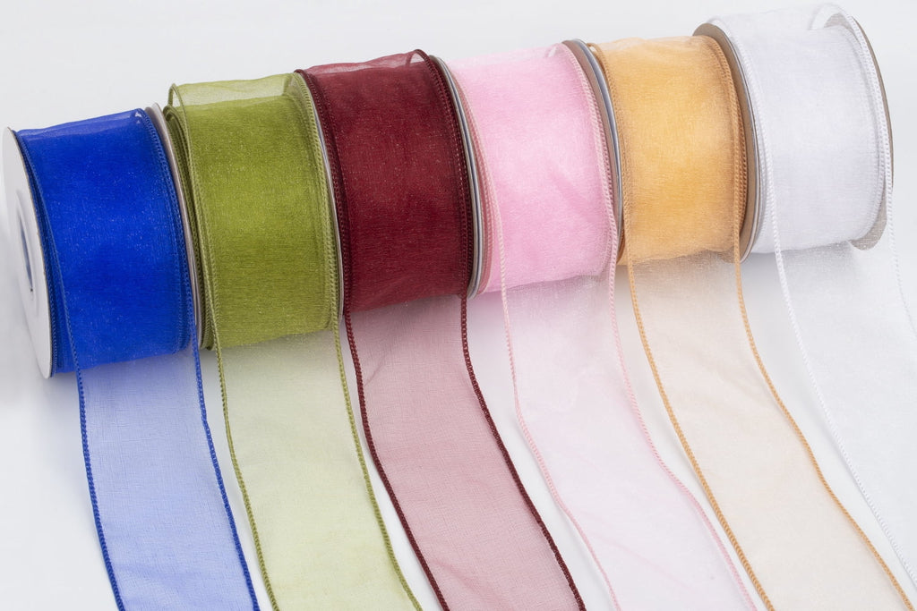Joycrosso 1.5 Inch White Wired Organza Ribbon - 20 Yards Sheer Decorative Ribbon for Gift Wrapping, Wedding Decor, Christmas Tree, Crafts & DIY Projects