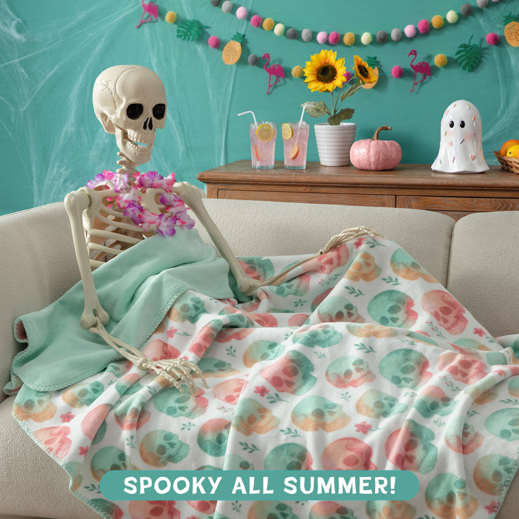 Boo-tique Soft Throw Blanket, Plush Fleece Blanket, Halloween Mermaids, Black, 50" x 72"