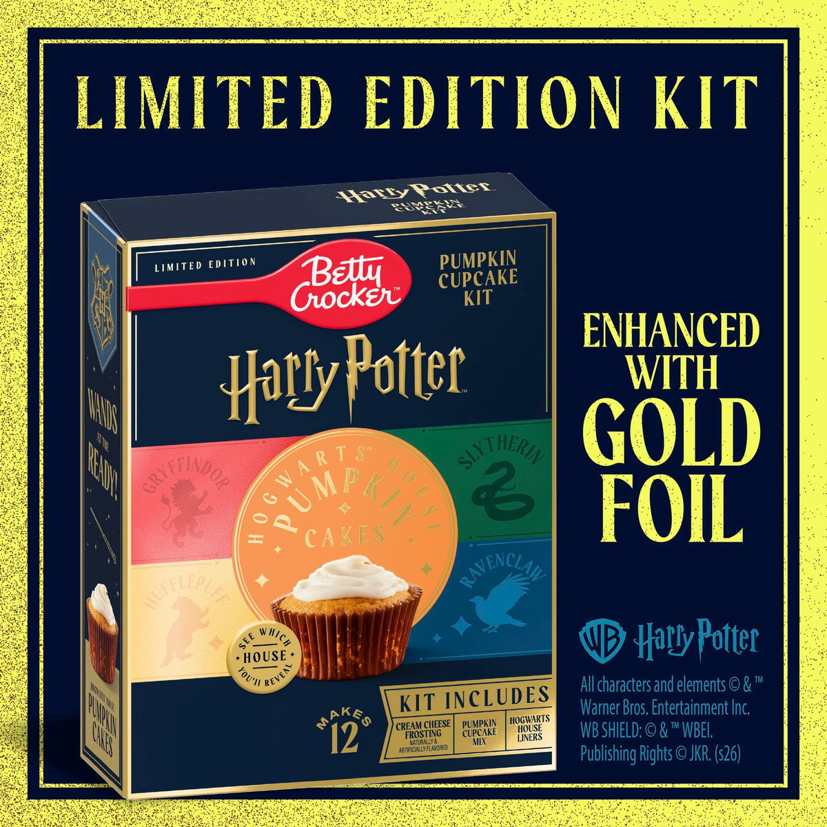 Betty Crocker Harry Potter Hogwarts House Pumpkin Cupcake Kit, 12 Count, 13.6 oz