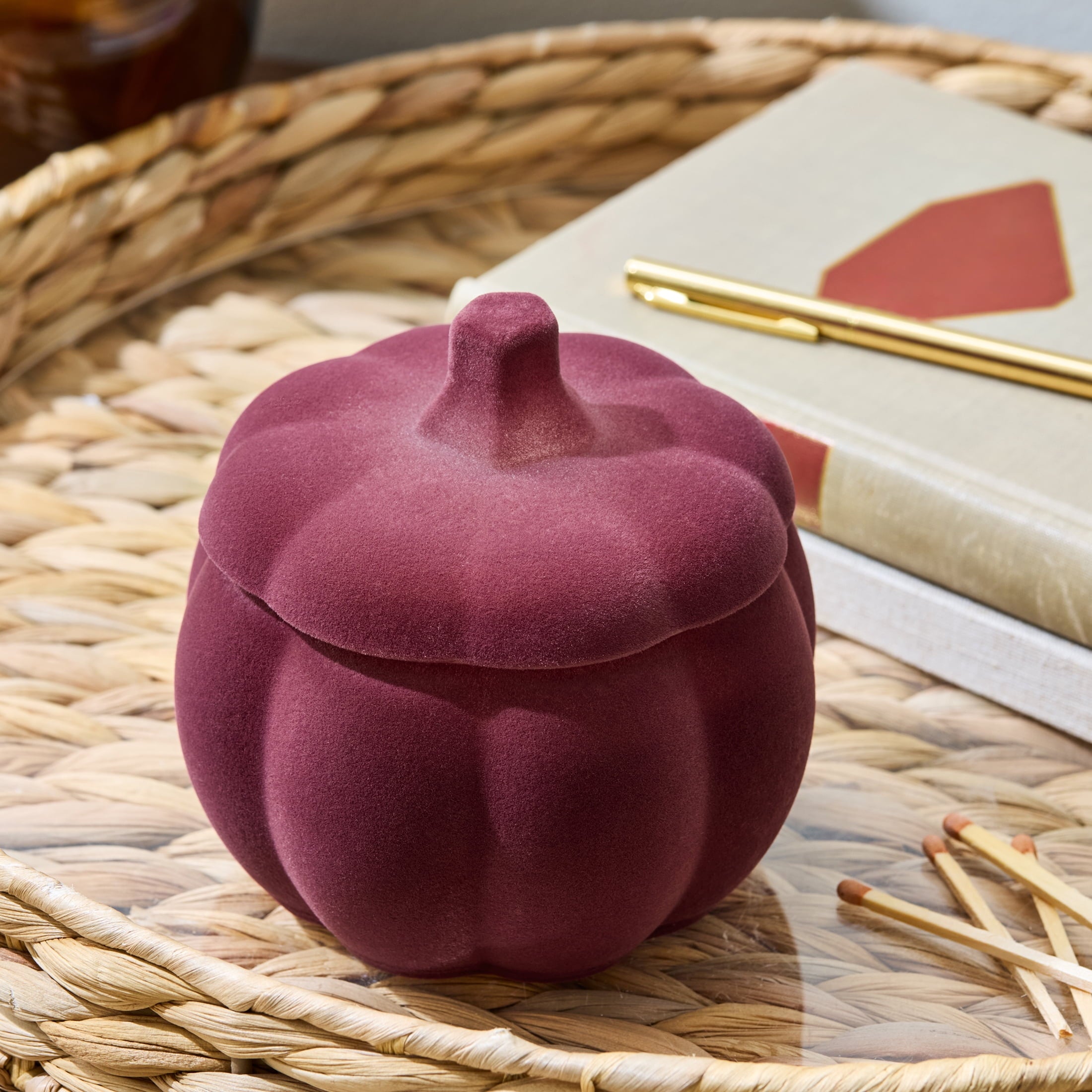 Better Homes & Gardens Flocked Pumpkin Jar Candle, Pumpkin Snickerdoodle Swirl, 2-Wick, 12.7 oz