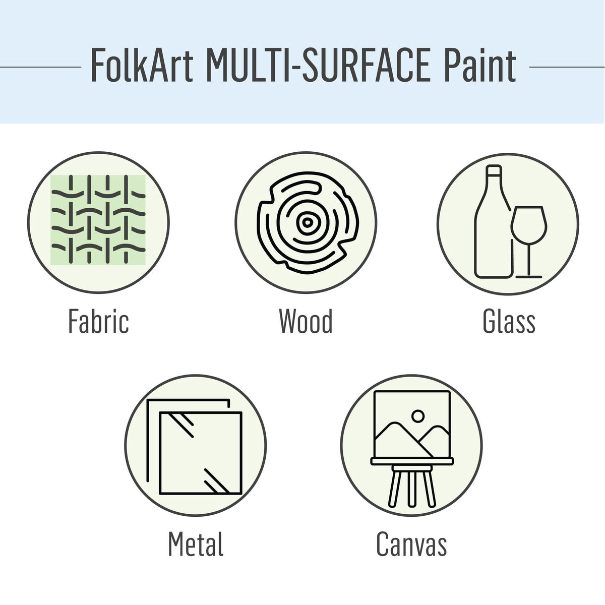 FolkArt Multi-Surface Satin Acrylic Craft Paint Set, 12 Colors, 2 fl oz