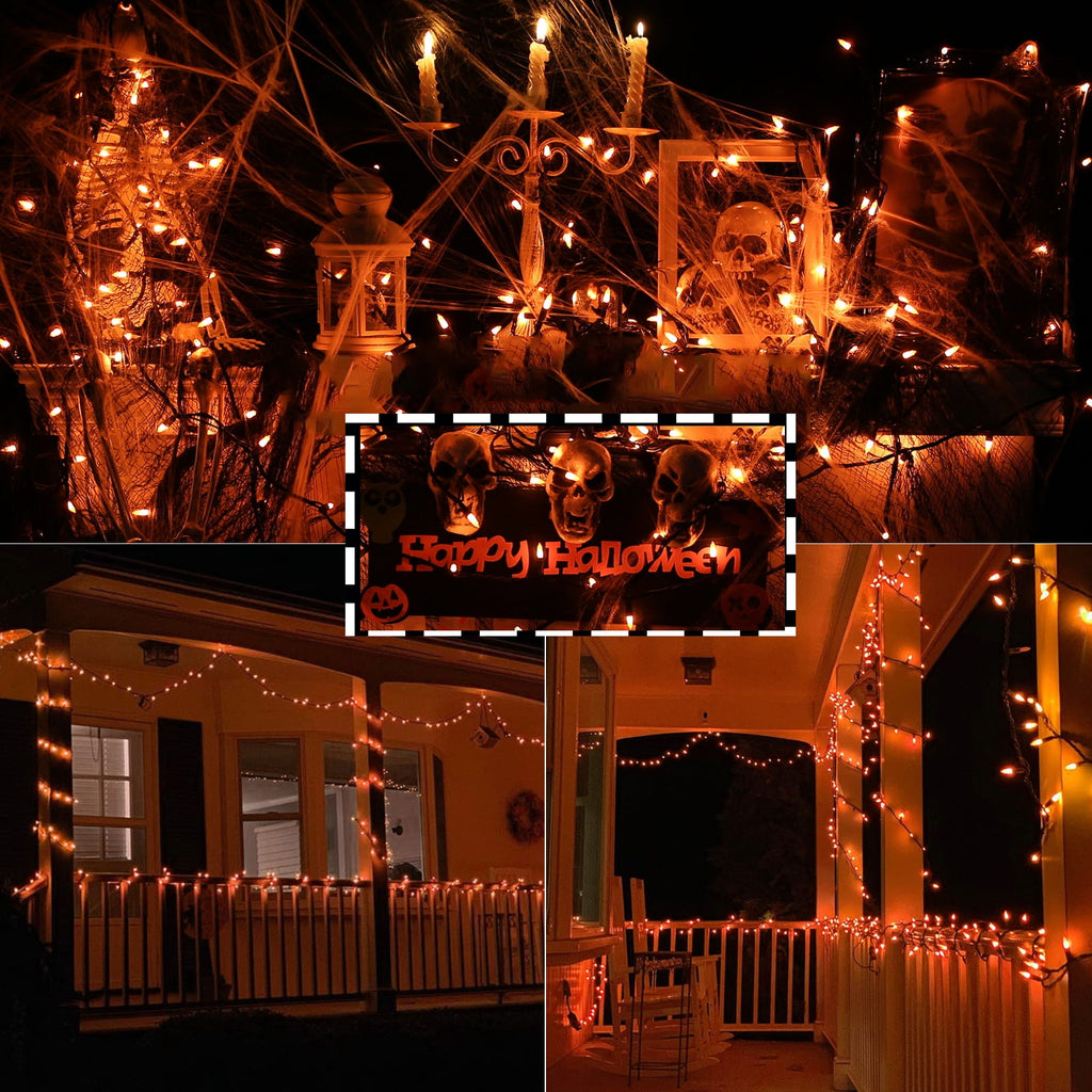 Toodour Orange & Purple Halloween Lights, 25ft 100 Count Incandescent Halloween String Lights, UL Certified Connectable Mini Bulbs Halloween Lights for Indoor, Outdoor, Garden, Porch, Halloween Decor