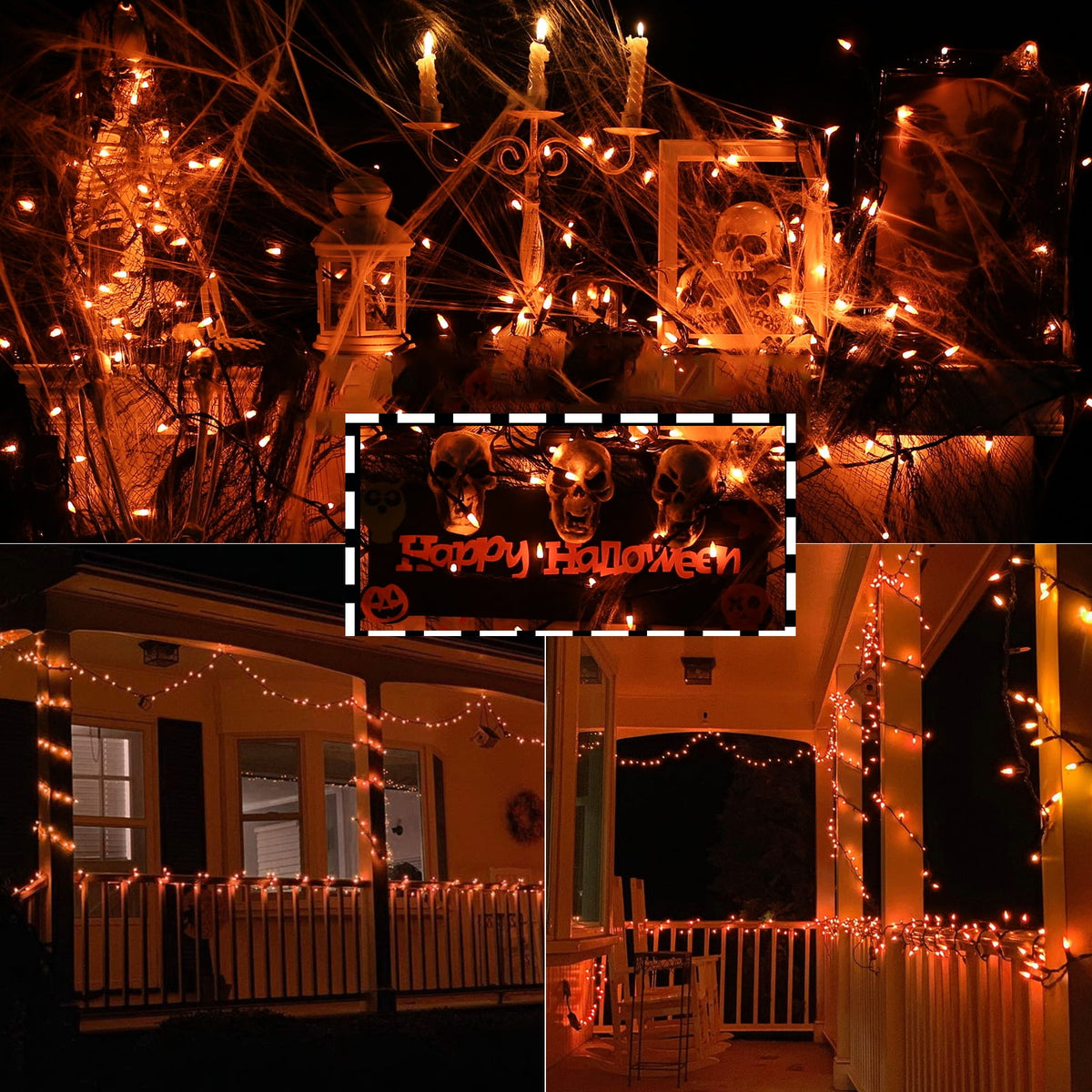 Toodour Orange & Purple Halloween Lights, 25ft 100 Count Incandescent Halloween String Lights, UL Certified Connectable Mini Bulbs Halloween Lights for Indoor, Outdoor, Garden, Porch, Halloween Decor