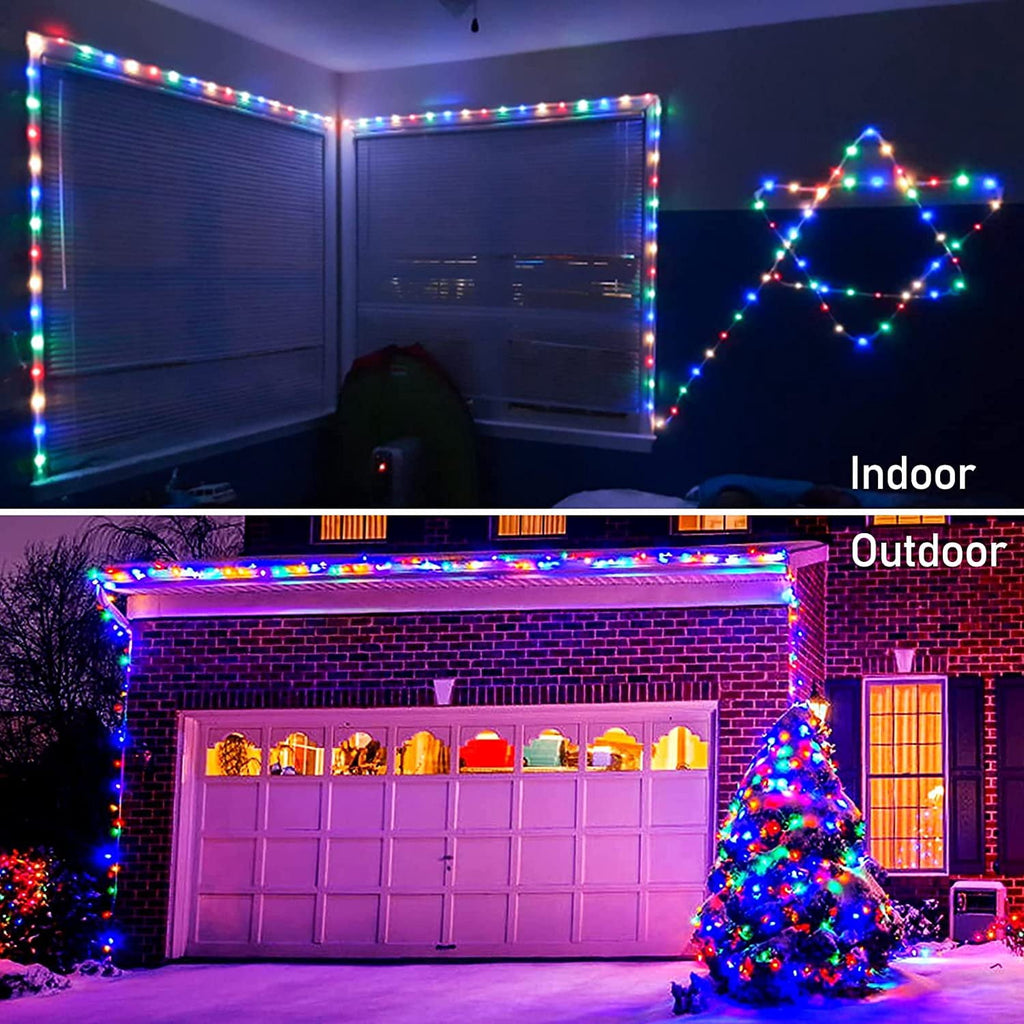 Christmas Tree Lights 23ft 50 LED Battery Operated Rope String Lights with 8 Modes Remote for Xmas Patio Home Garden Decorations, Blue