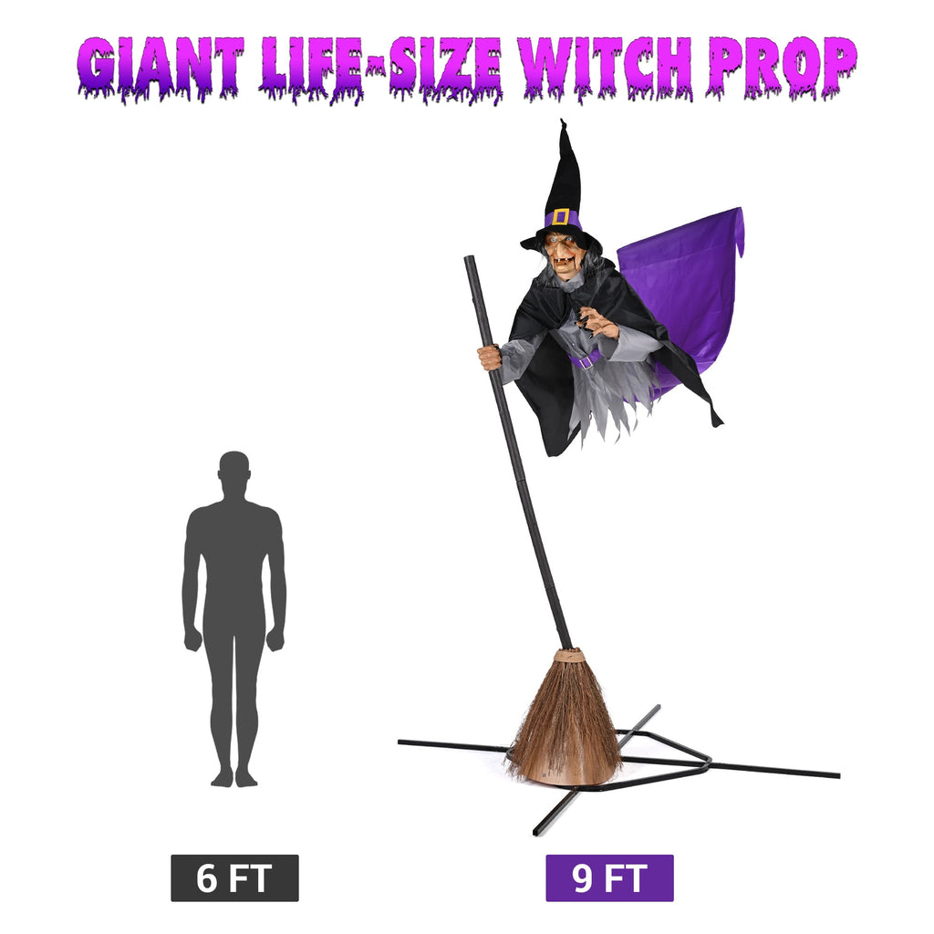 Yescom 9ft Flying Witch with Vulture & Owl Skeleton Halloween Outdoor Décor 2026