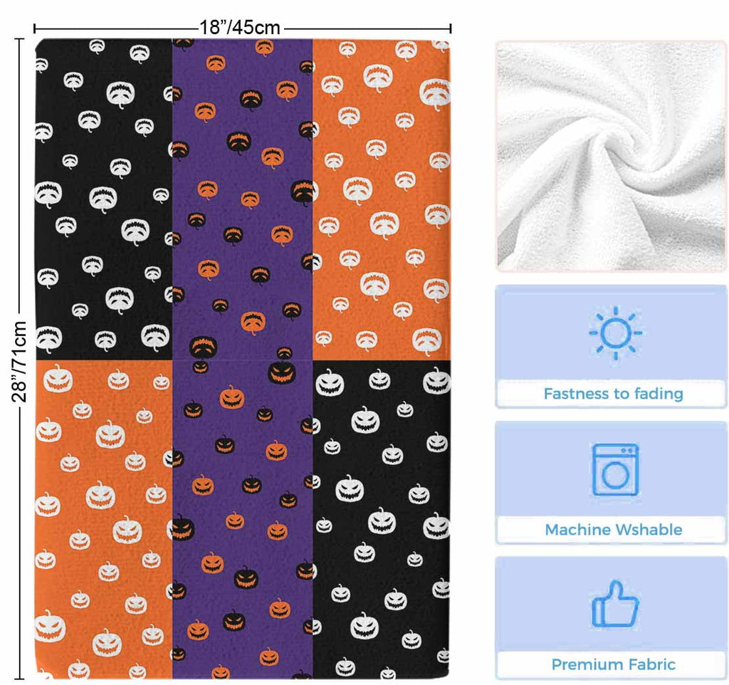 Dish Towels, Halloween Absorbent Kitchen Towels 1 PC, Haunted Pumpkins Pattern Microfiber Hand Towels Dish Cloths Tea Towels for Home&nbsp; Bathroom,18X28-Inch, Orange Purple Black