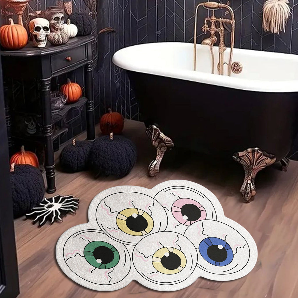 Xuniizn Halloween Mat, 16X24" Velvet Halloween Door Mat for Outside Entrance, Spooky Halloween Rug for Outdoor & Indoor, Non Slip Washable Halloween Doormat, Halloween Bathroom Decor