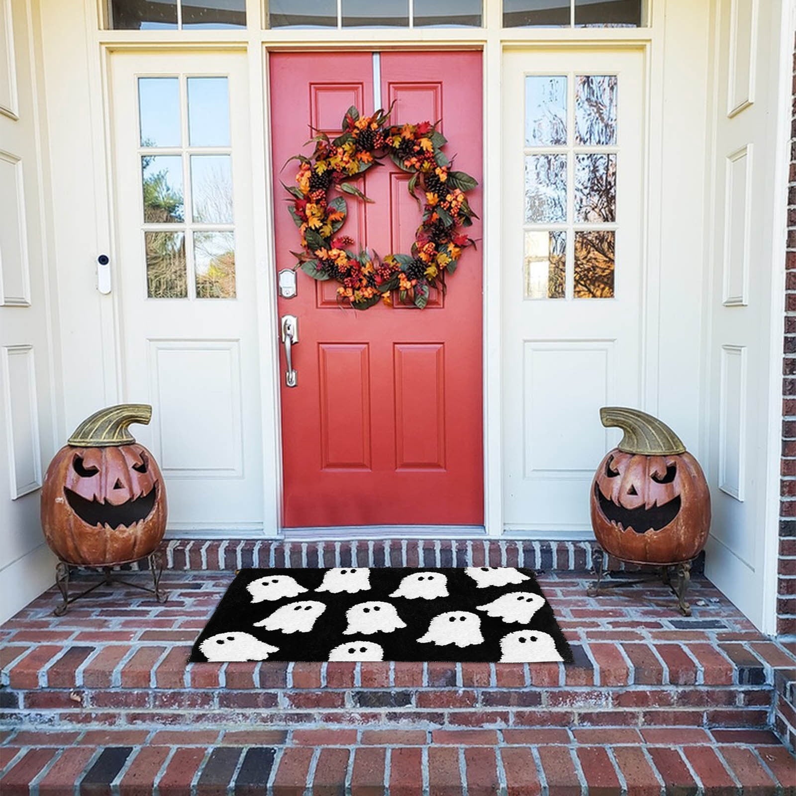 HHBEAUTY Pink Ghost Bath Mat Soft Halloween Bathroom Rug Non Slip Cute Spooky Ghost Bathroom Decoration Shaggy Plush Microfiber Rug Halloween Decor for Home Bedroom Shower Floor, 15.75 x 23.62"