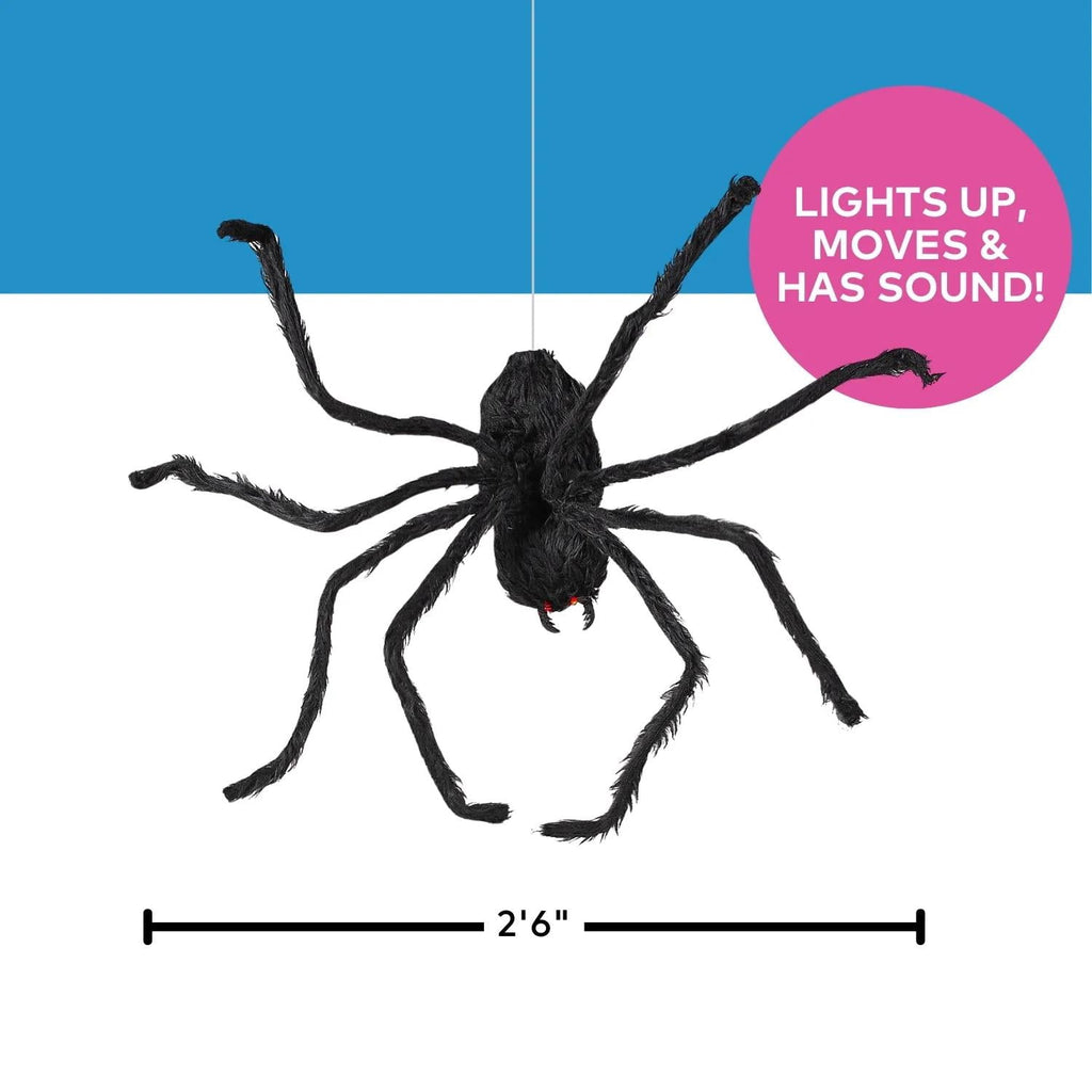 Morris Costumes 2.6 ft Animated Hairy Black Spider - Black