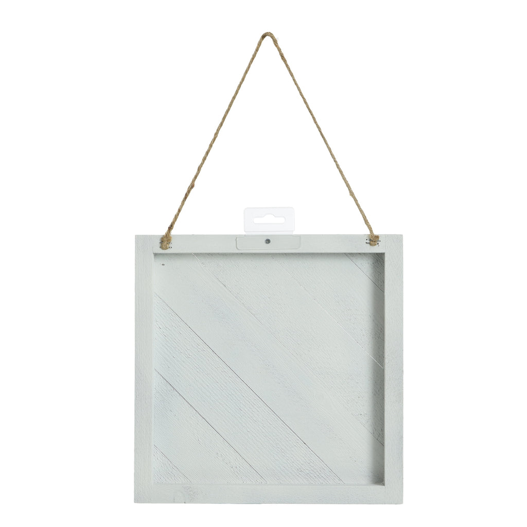 Wood Plank Plaque Diagonal Design White Wash 10" x 10" (1 Piece)