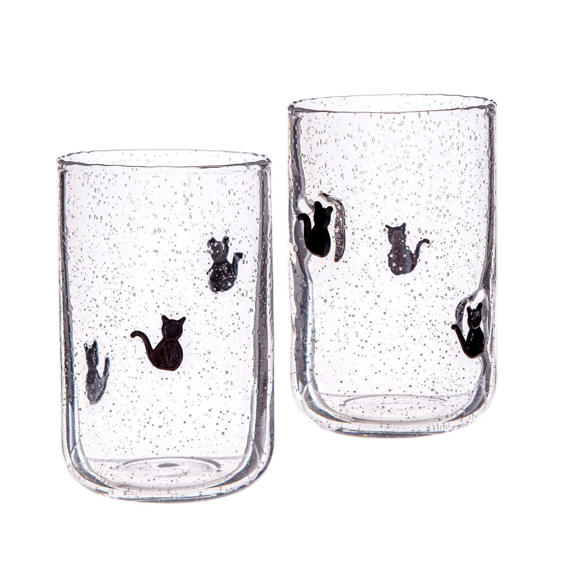 Way To Celebrate 2-Pack 16 oz Old Fashioned Glasses, Bubble Finish, Cat Halloween Design
