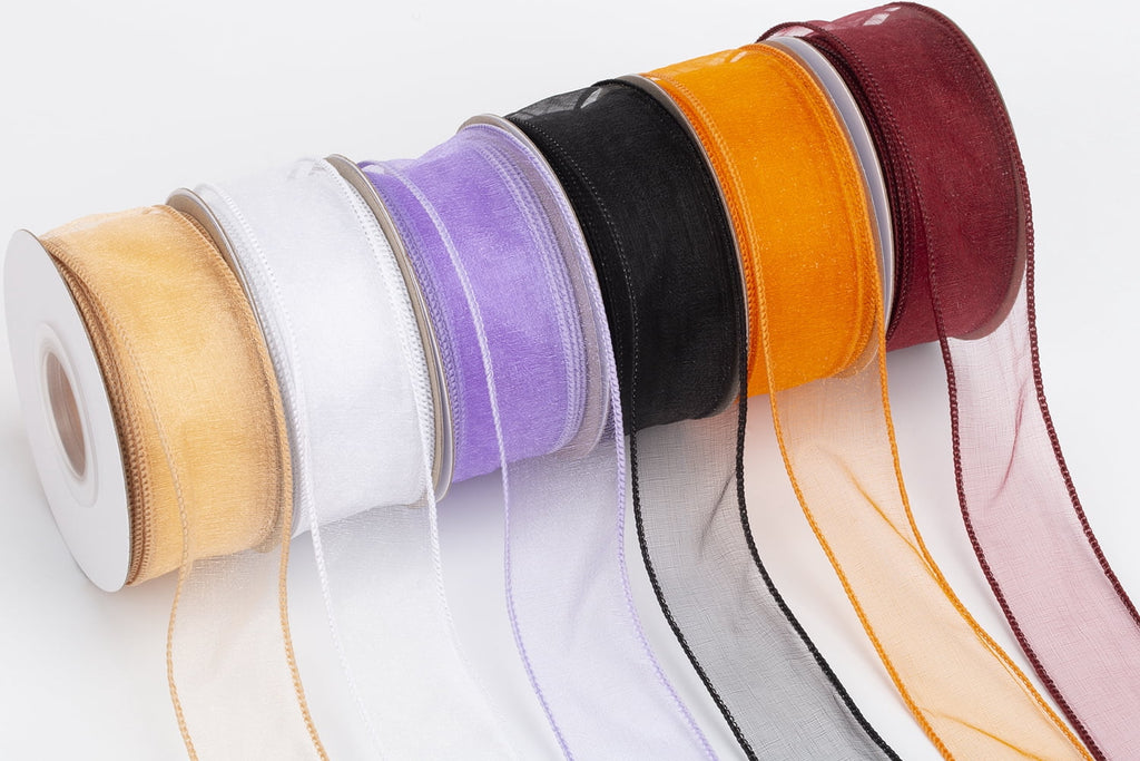 Joycrosso 1.5 Inch White Wired Organza Ribbon - 20 Yards Sheer Decorative Ribbon for Gift Wrapping, Wedding Decor, Christmas Tree, Crafts & DIY Projects
