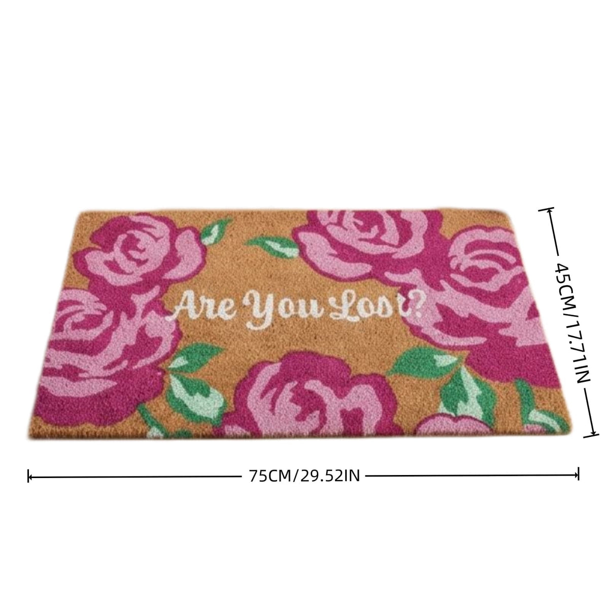 Lypsnake Natural Coco Coir Doormat - "Love Grows Here" Printed with Delicate Floral Pattern, Non-slip Absorbent Entry Mat for Home Entrance Porch Patio and Outdoor Decoration