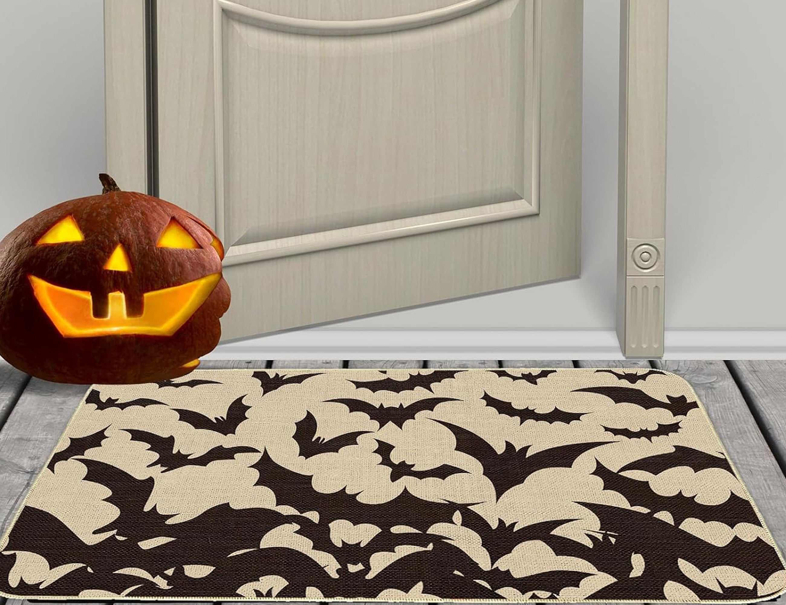 MYFLOCY Halloween Front Doormat 31x19 inch Indoor Outdoor Non Slip Floor Decoration ( Pumpkin Spooky )
