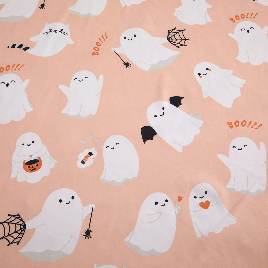 Way To Celebrate 13-Piece Cute Ghost Shower Curtain Set with 12 Hooks, Pink
