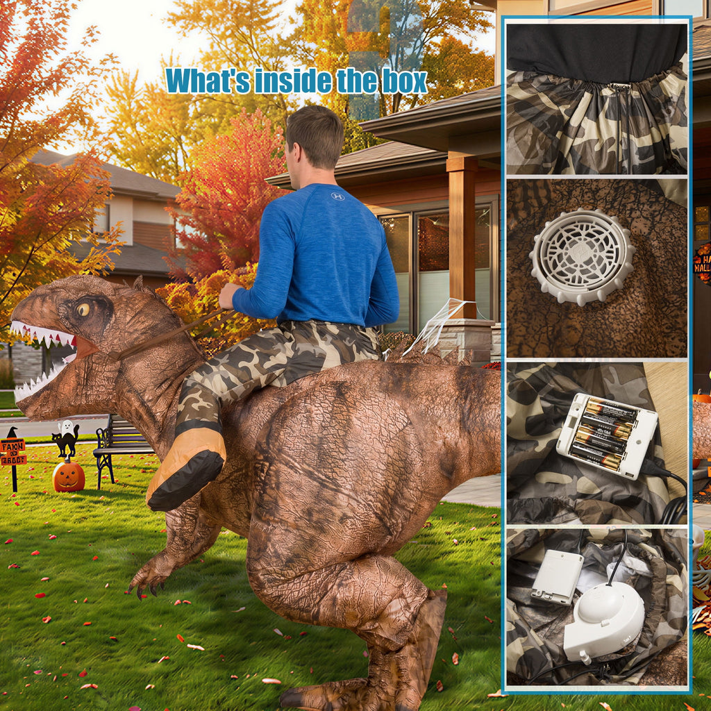 MAGOTAN Halloween Inflatable Dinosaur Costume Adult,Blow Up T Rex Suit Men Women, Halloween Adults Funny Blow Up Lightweight & Flexible for Cosplay, Parades