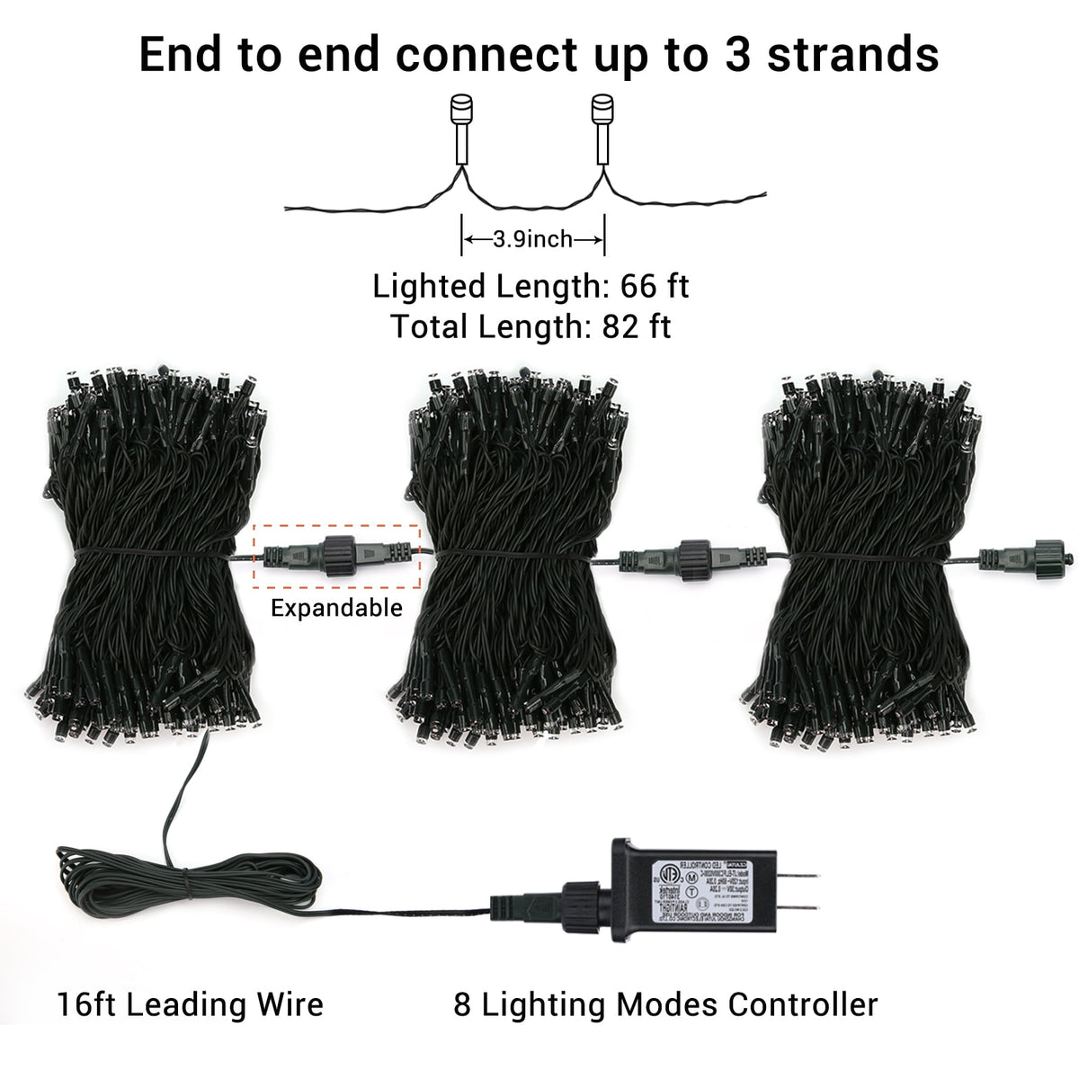 Toodour Orange & Purple Halloween Lights, 82ft 200 LED Plug in Halloween String Lights with 8 Modes, Memory & Timer Function, Connectable Halloween Outdoor Lights for Home, Garden, Halloween Decor