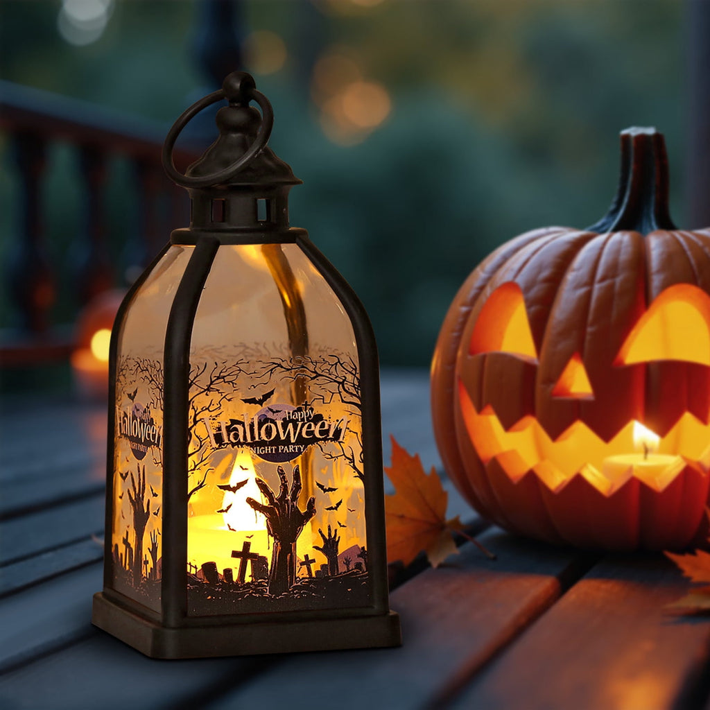 Halloween Decorations Indoor Candle Lantern With LED Lights Hanging Spooky Halloween Lanterns For Indoor Outdoor Home Room Door Party Decor