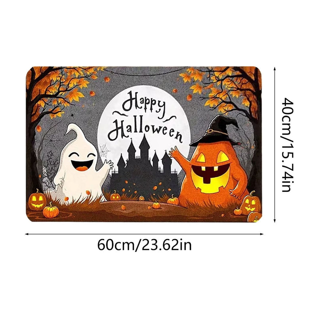 Halloween Doormat Ghost Bath Mat 23.6x15.7in Secure-Grip Absorbent Soft Faux Fur Rug for Bathroom Bedroom Living Room Decor by OVFUIZ