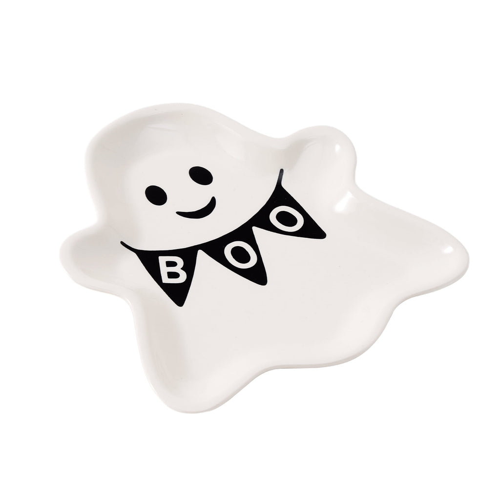 Way to Celebrate Halloween Ghost Stoneware Appetizer Plates, 4-Pack