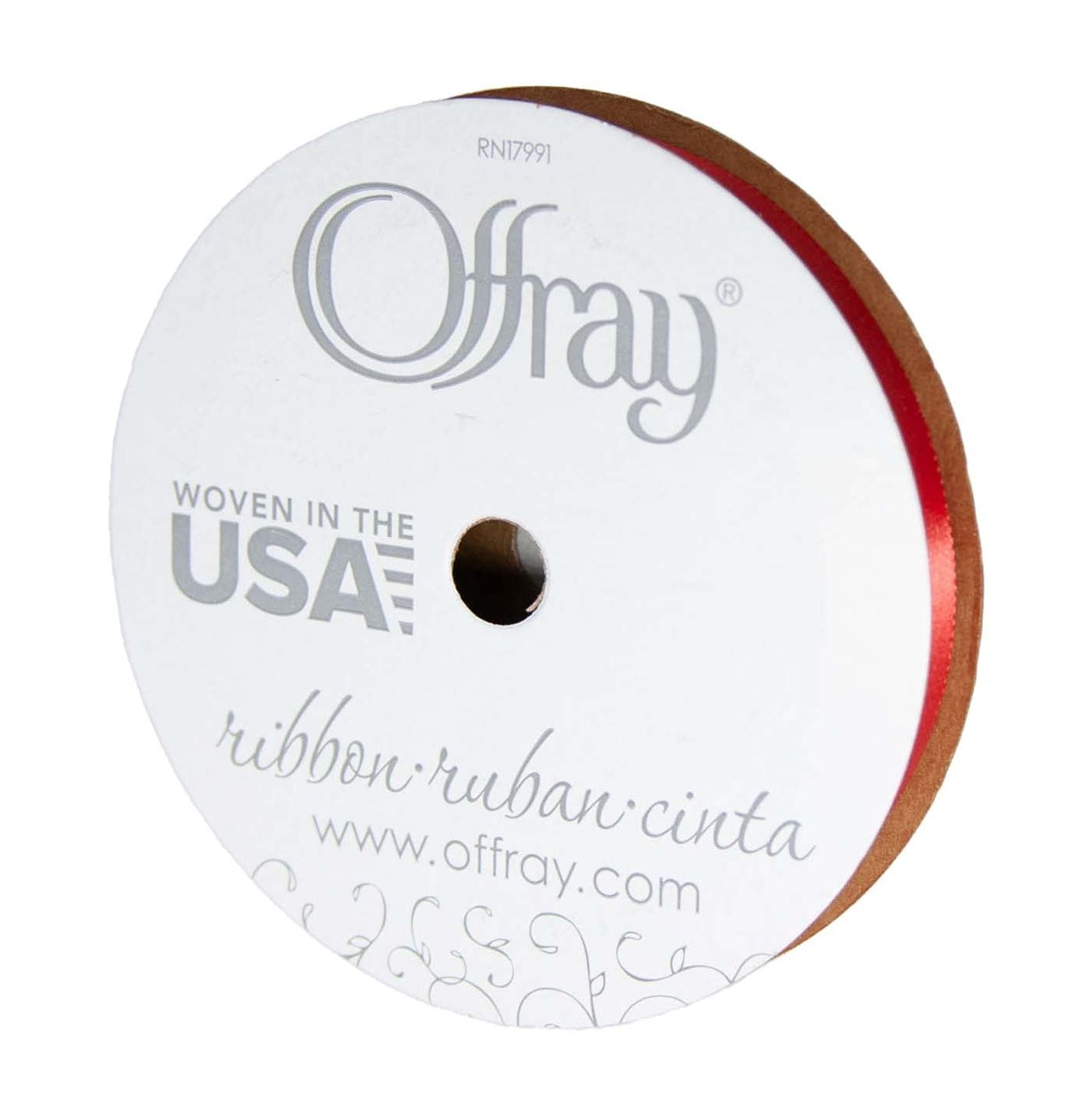 Offray Ribbon, Red Wine 3/8 inch Single Face Satin Polyester Ribbon, 18 feet