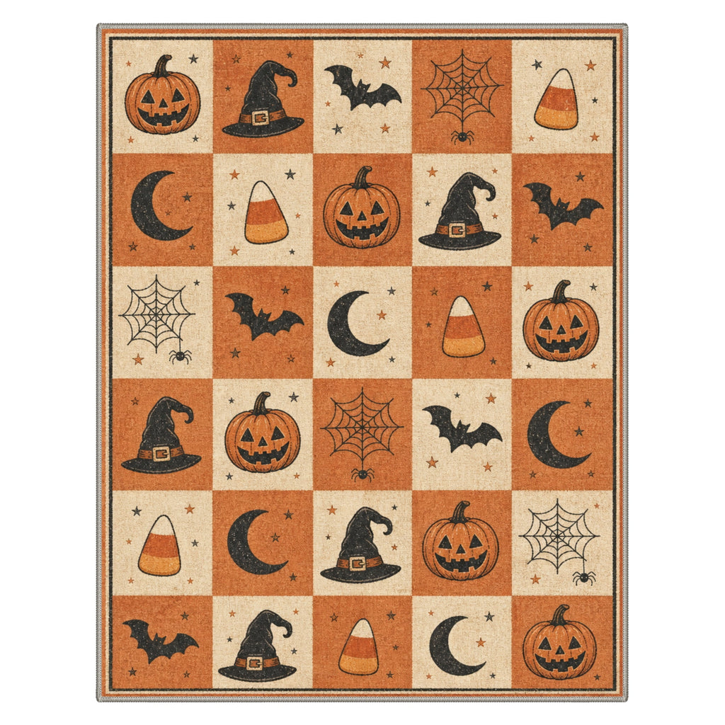 GENIMO 2'x7' Halloween Runner Rug, Washable Non Slip Soft Vintage Witch Indoor Outdoor Hallway Runner for Porch Patio Kitchen Entryway, Vintage Black