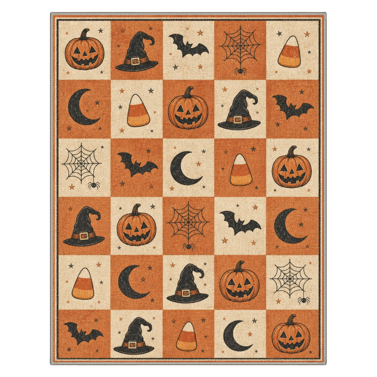 GENIMO 2'x7' Halloween Runner Rug, Washable Non Slip Soft Vintage Witch Indoor Outdoor Hallway Runner for Porch Patio Kitchen Entryway, Vintage Black