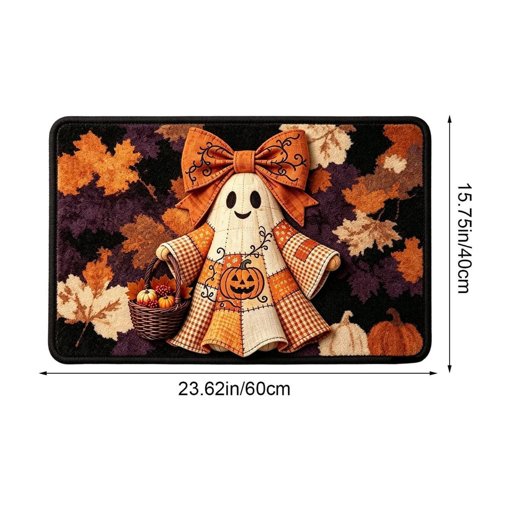 Halloween Doormat Ghost Bath Mat 23.6x15.7in Secure-Grip Absorbent Soft Faux Fur Rug for Bathroom Bedroom Living Room Decor by OVFUIZ