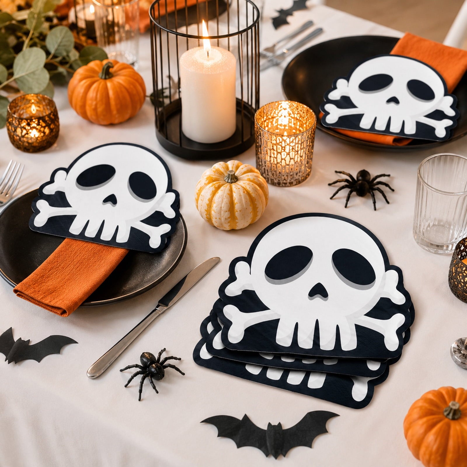 JHyouerji 20 Pack Halloween Pumpkin Disposable Paper Napkins Purple Absorbent Cocktail Dessert Napkin Holiday Party Table Disposable Decor Thanksgiving Party Supplies