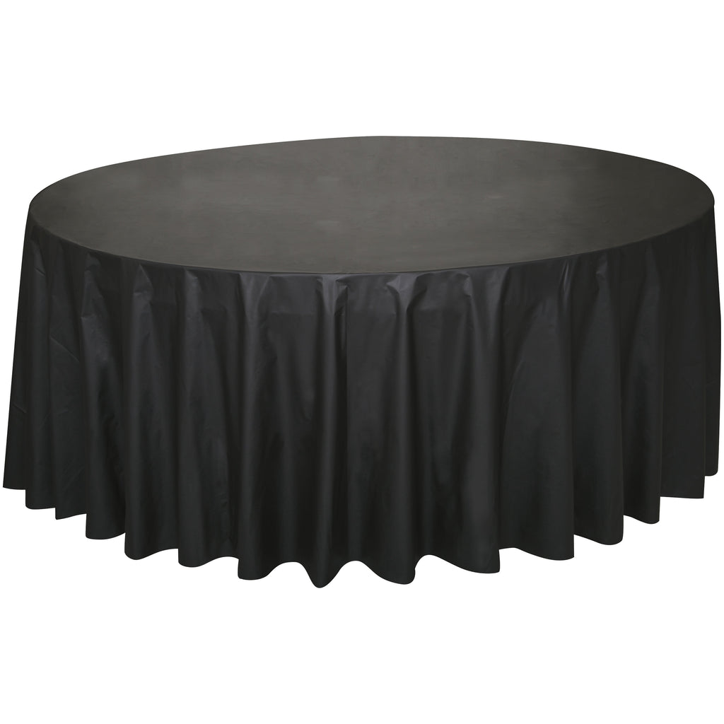 Way To Celebrate Round Plastic Table Cover, Black, 84 in, 1 Count