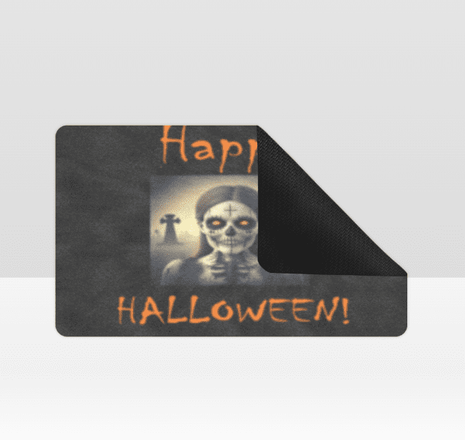 Halloween Holiday Door Welcome Mat - Cemetary - Doormat 24 inch x 16 inch