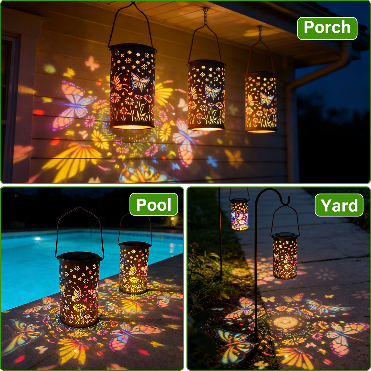 Colorful Solar Lanterns IP65 Outdoor Waterproof, Mother's Day Gifts for Women Mom Grandma - LED Colorful Sunflower Solar Lights Metal Hanging Lantern for Patio Yard Porch