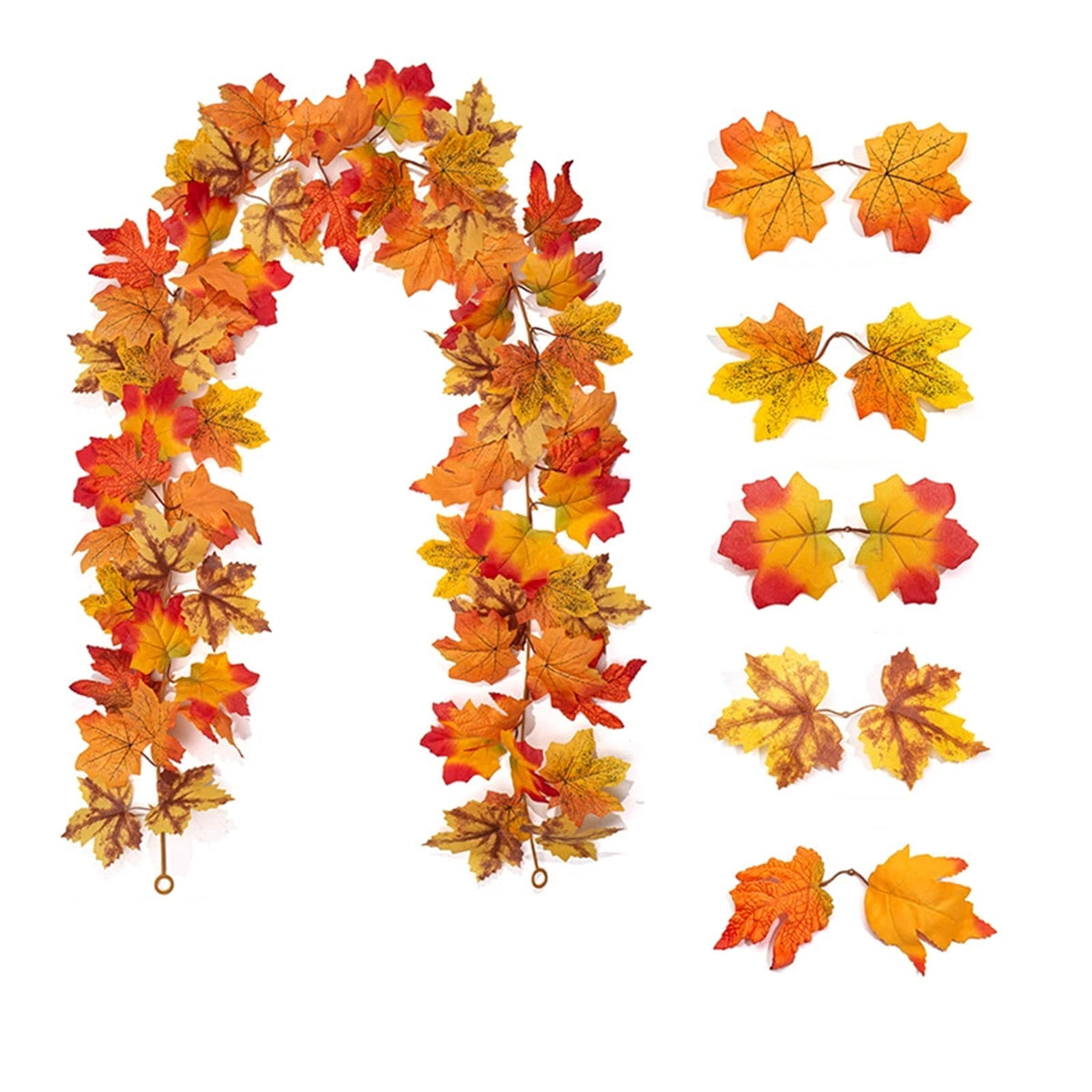 WKSCLPAI Halloween Maple Leaf Garland, Fall Vine Wreaths for Autumn Festivities Decor,Seasonal Garlands for Home,Halloween & Fall Decorations