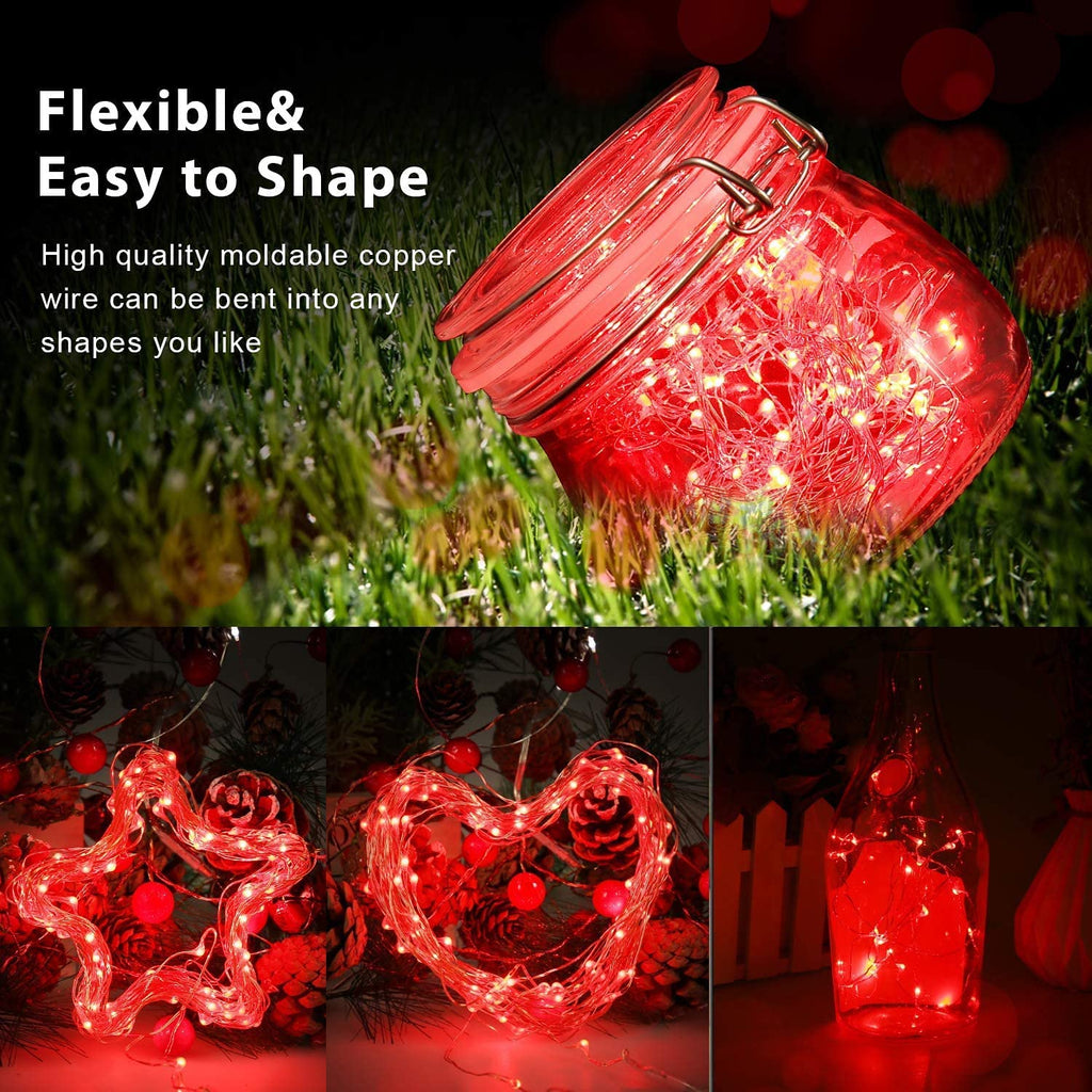 Purple Solar Fairy Lights Outdoor Waterproof, 4 Packs Each 33ft 100 LED Solar String Lights, 8 Modes Silver Wire Solar Twinkle Lights for Halloween Christmas Patio Garden
