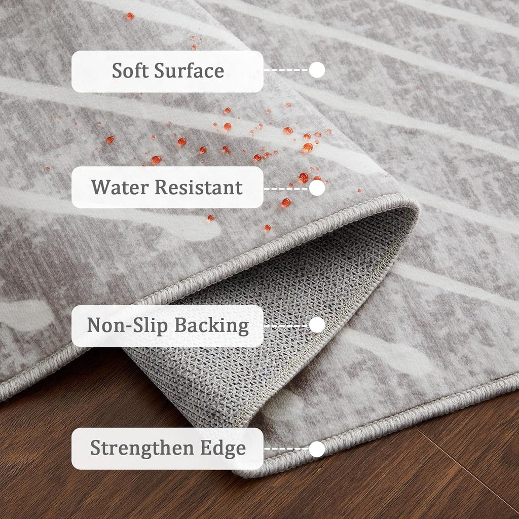 Washable Rug 10x13 Area Rug for Bedroom Modern Living Room Rug Non Slip Striped Large Area Rug Soft Non Shedding Throw Rugs Stain Resistant Carpet for Dining Room Nursery Navy 10'x13'