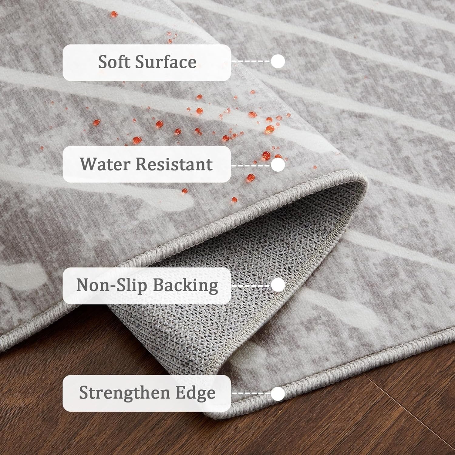 Washable Rug 10x13 Area Rug for Bedroom Modern Living Room Rug Non Slip Striped Large Area Rug Soft Non Shedding Throw Rugs Stain Resistant Carpet for Dining Room Nursery Navy 10'x13'