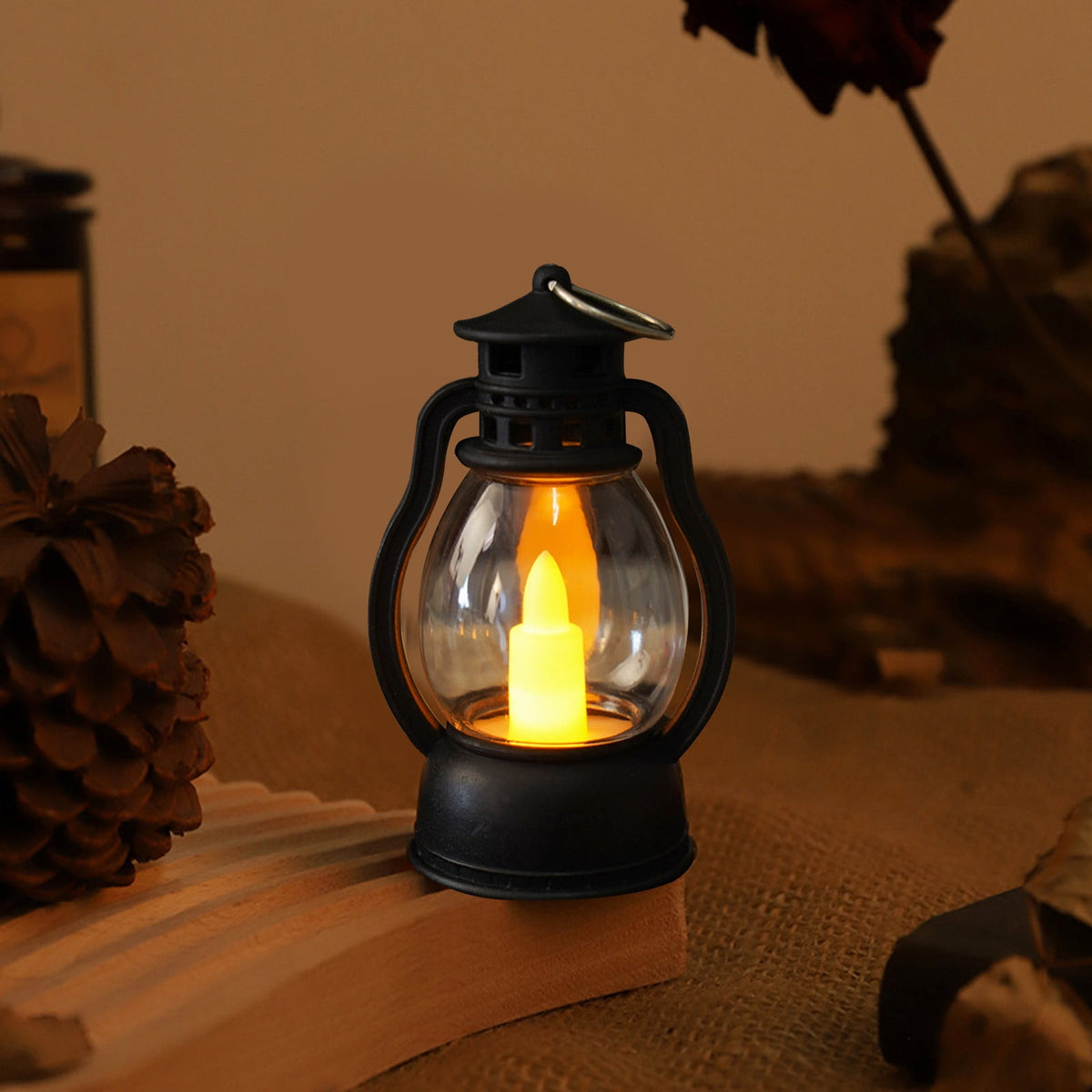 Djiypn Mini Lanterns 2Pack LED Small Lanterns Decorative Indoor Outdoor Hanging Lantern Decorative Candle Light Farmhouse Decor for Weddings Western Camping Party Halloween Christmas Decorations