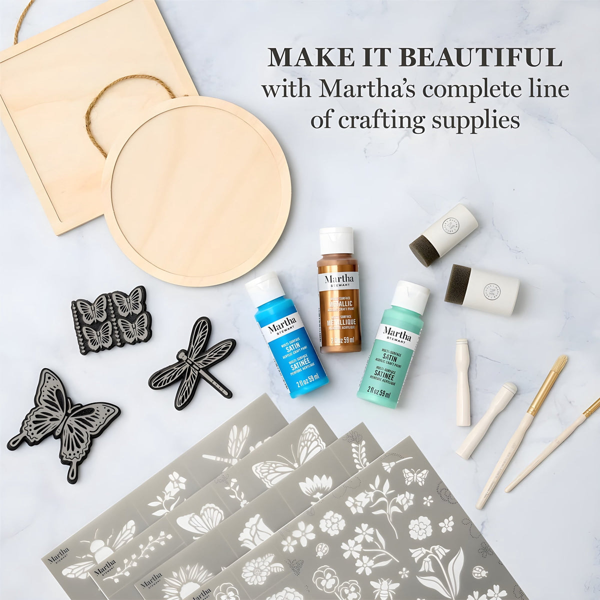 Martha Stewart Multi-Surface Acrylic Craft Paint, Satin Finish, Elevated Neutrals, Set of 12, 2 fl oz