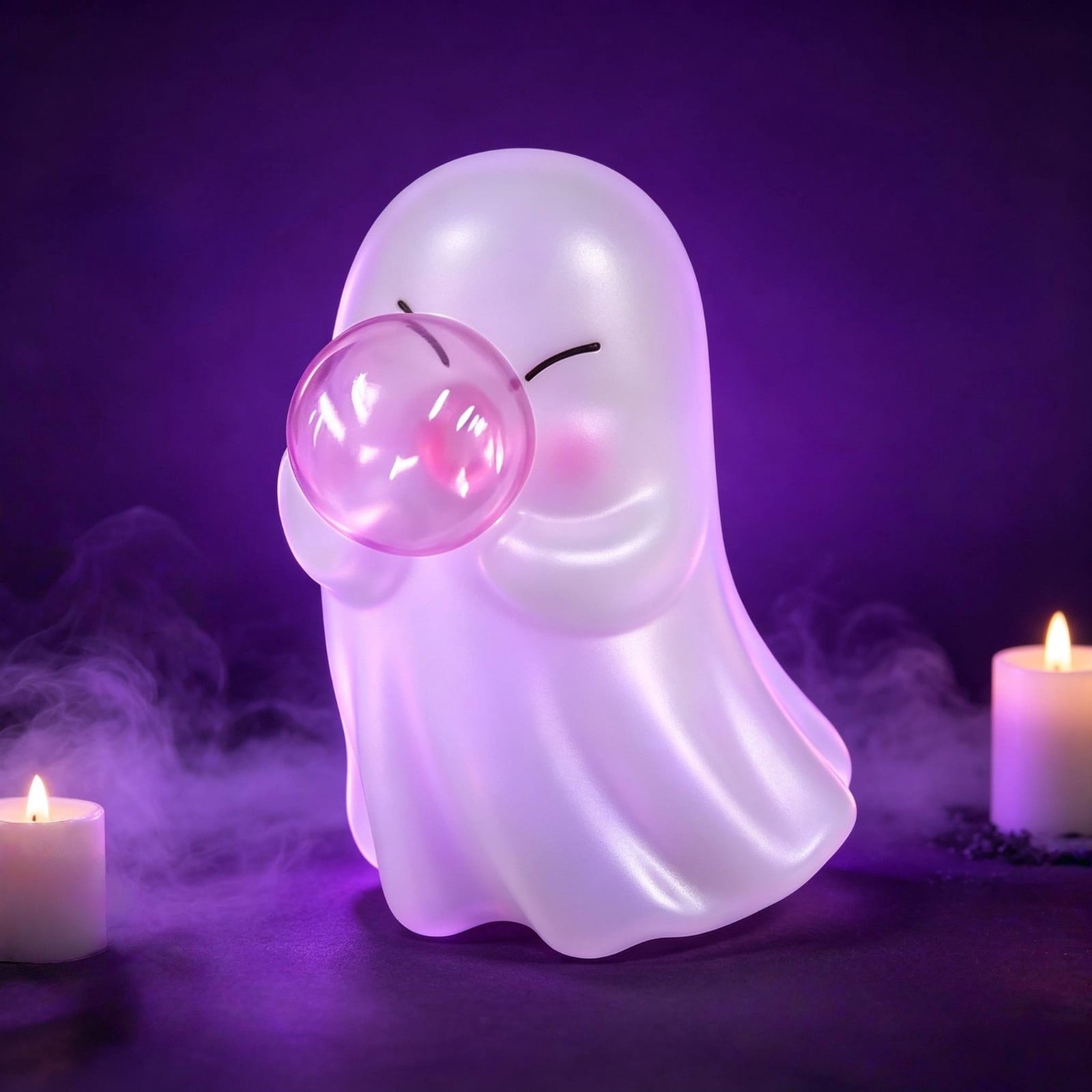 Halloween Blow Mold Ghost with Bubble Decor, Cute Blowing Ghost Night Light, Halloween Ghost Lamp, Resin Table Ornament, Bedroom Nightstand Decoration, Holiday Gift