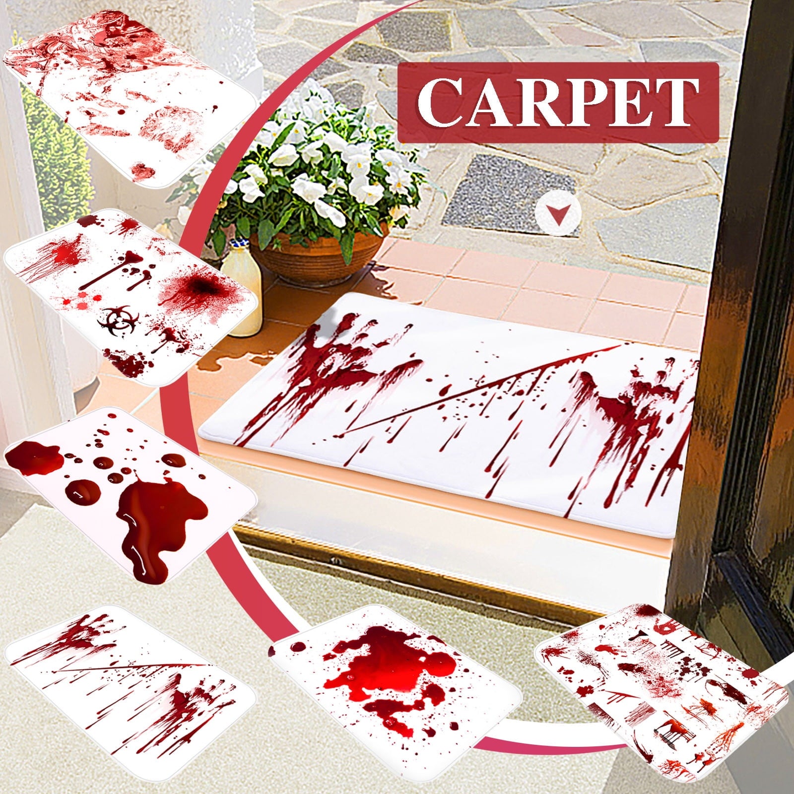 Halloween Bath Bloody Handprint, Blood Handprint Prank Blood Rug Color Bath Mat Non-Slip Rug Halloween Scare Your Friends for Shower Bathroom Gag Gift Doorway Carpet Bathroom Rugs