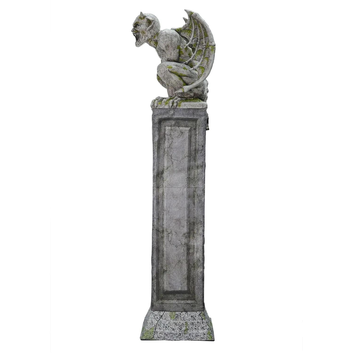 Seasonal Visions 8 ft Oversized Gargoyle Pillar Animated Prop - Gray