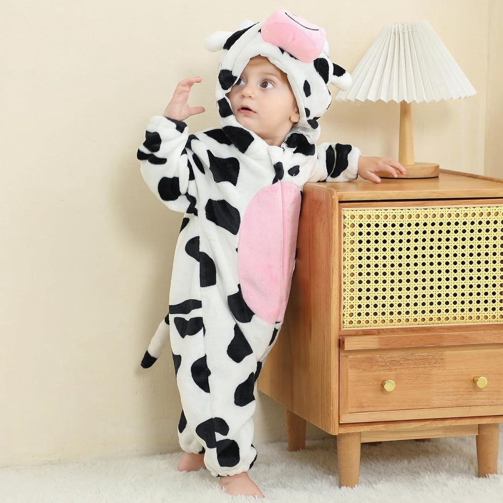 WIBACKER 0-3T Unisex Baby Animal Costume Winter Autumn Flannel Hooded Romper Christmas and Halloween Panda Cosplay Jumpsuit