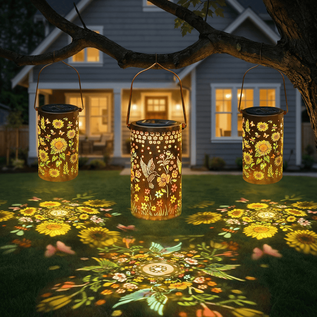 Colorful Solar Lanterns IP65 Outdoor Waterproof, Mother's Day Gifts for Women Mom Grandma - LED Colorful Sunflower Solar Lights Metal Hanging Lantern for Patio Yard Porch