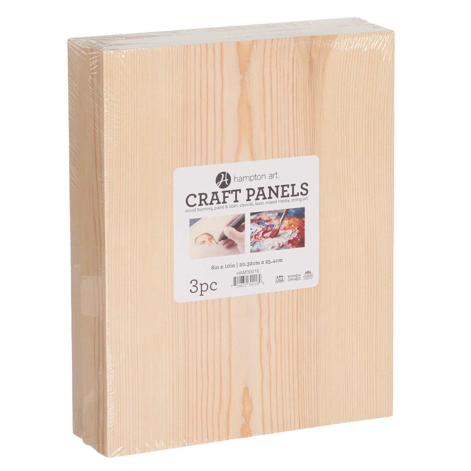 Hampton Art Brown Wood 8x10 Craft Panels, 3 Piece