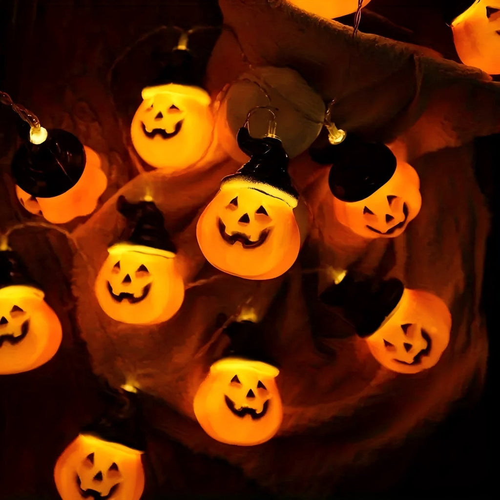 PMMIPNW Halloween LED Fairy String Lights 20LED - Spooky Pumpkin, Witch, Mummy & Cat, 8 Modes with Timer, Designs for Party Decor, Battery Operated Halloween Decorations