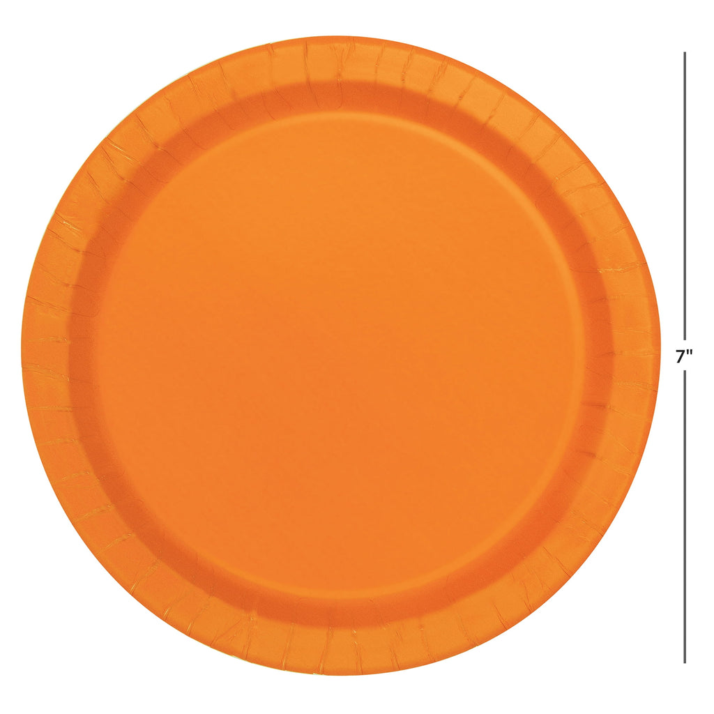 Way To Celebrate Orange Disposable Paper Plates, 7 in, 70 Count