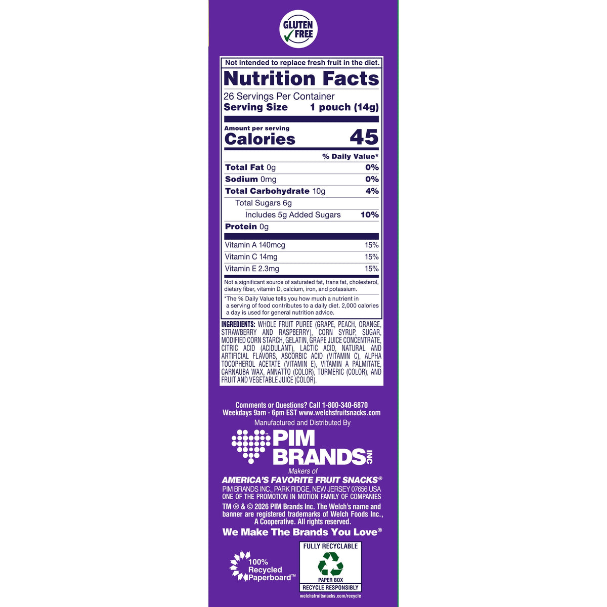 Welch's Fruit Snacks, Halloween, Mixed Fruit, Soft Kids Snacks, 0.5 oz, 26 Count