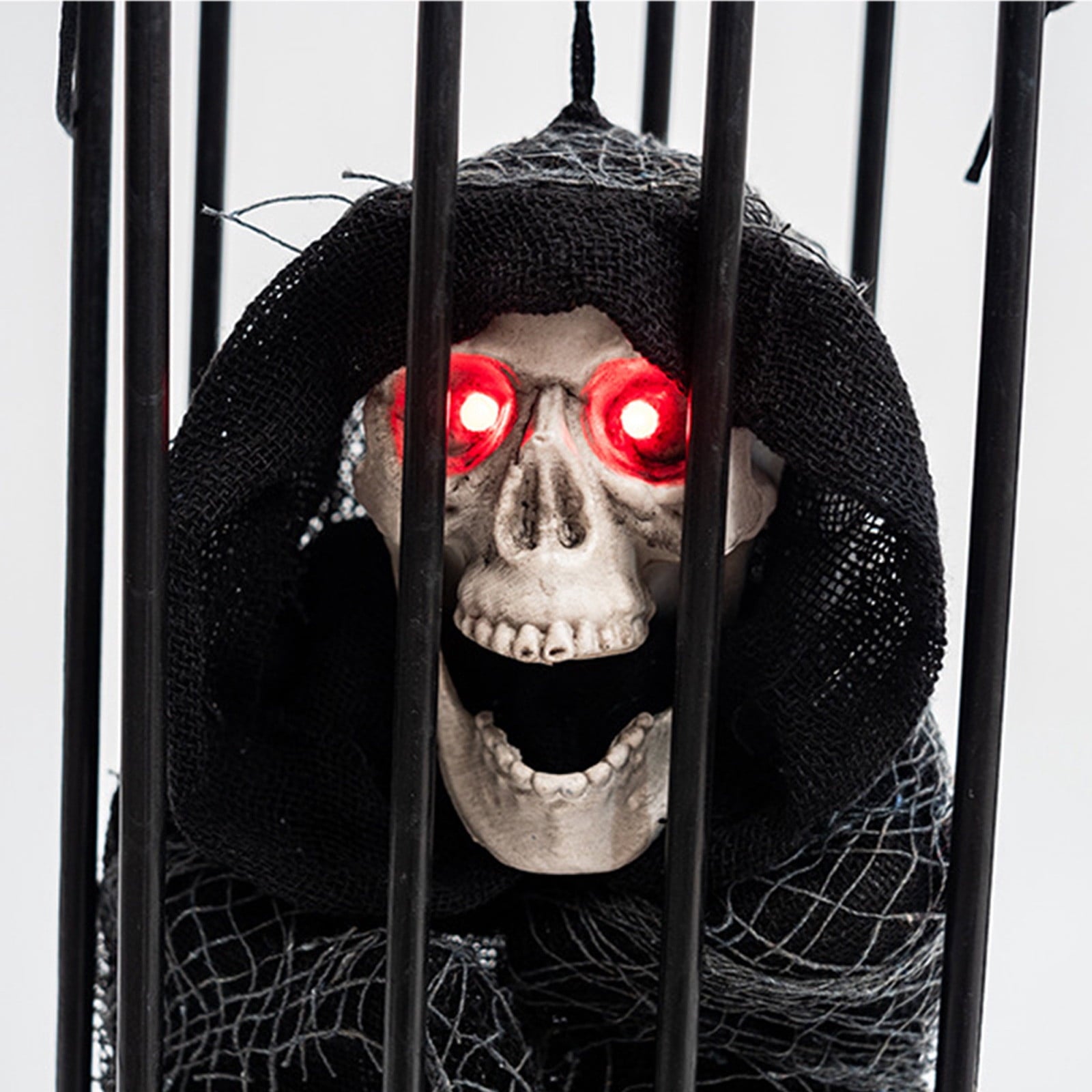 XEOVHV Animated Halloween Decoration,Animated Skull Ghost Hanging Decoration Prop with Spooky Sound Sound & Touch Activated Sensor Prisoner Haunted House Decor for Home Indoor Outdoor Decoration