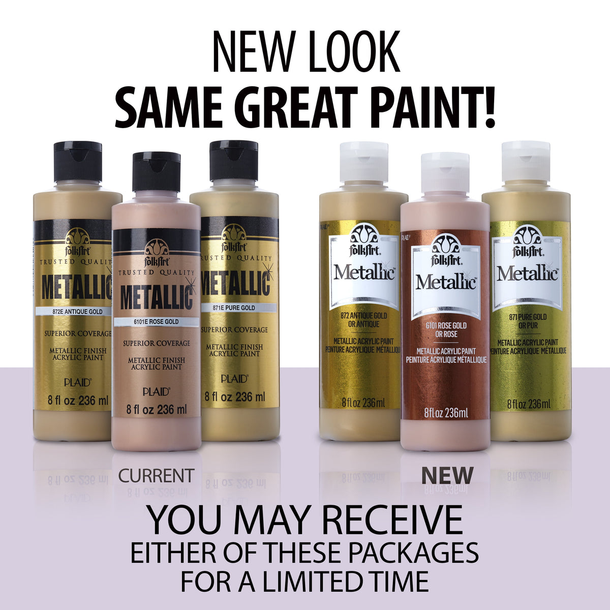 FolkArt Metallic Acrylic Craft Paint, Metallic Finish, Pure Gold, 8 fl oz