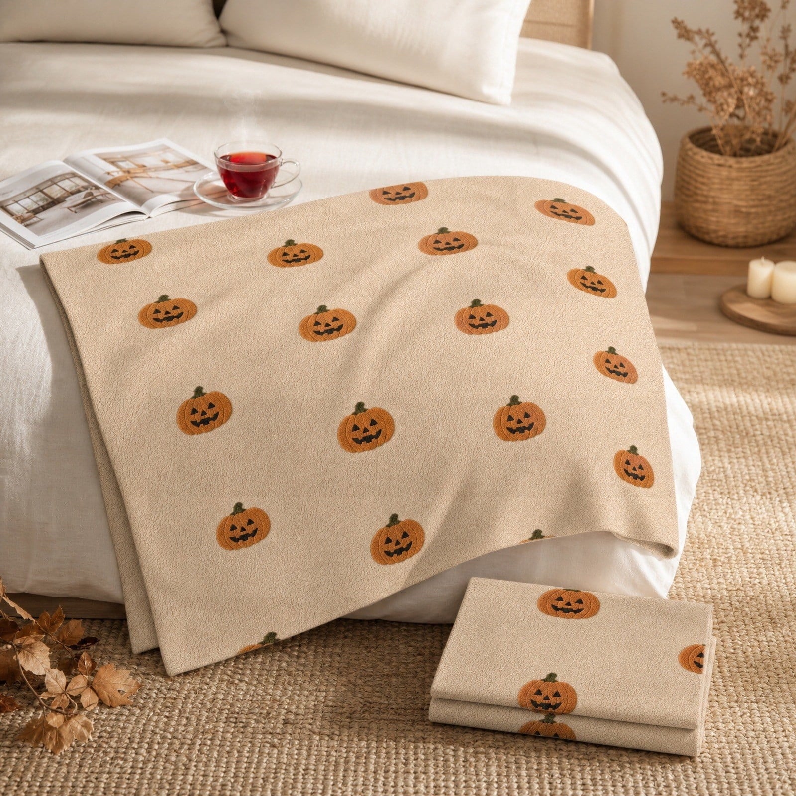 Vggrvlo Up to 25% Off Halloween Halloween Themed Throw Blanket Autumn Leaves Fall Throw Blanket for Couch Cute Halloween Blanket for G-irls B-oys K-ids Women Men